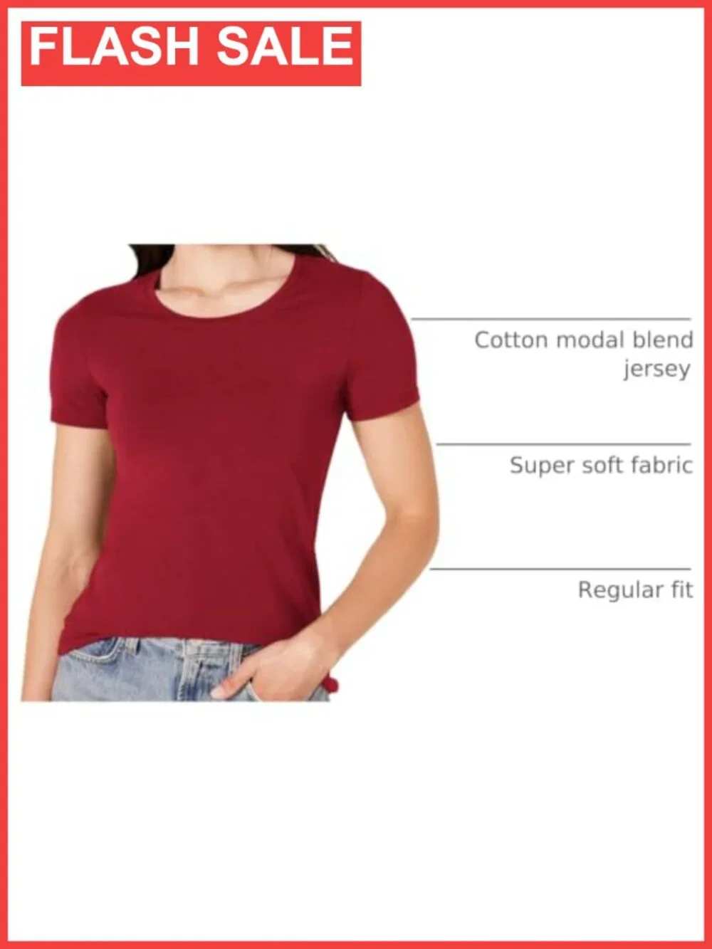 Women's Regular-Fit Cotton Modal Crewneck Short-Sleeve T-Shirt Pack of 2